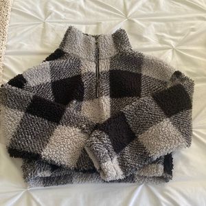 Cropped zip up sweater